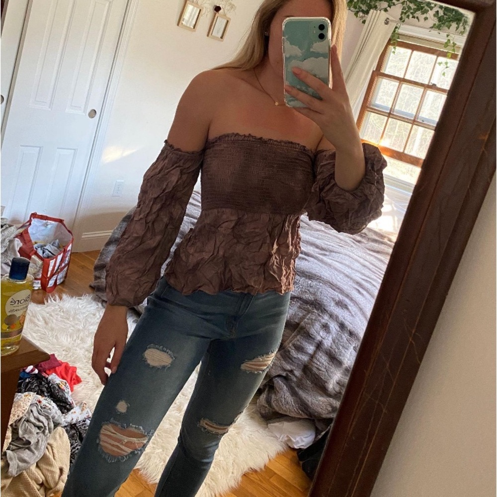 American Eagle Outfitters Off Shoulder Purple Top